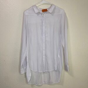 Patrizia Luca Milano White Viscose High Low Button Down Tunic Shirt Womens Sz M